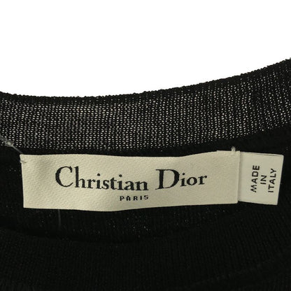 Dior Bee Cashmere Crew Neck Short Sleeve Knit Top 36 Black