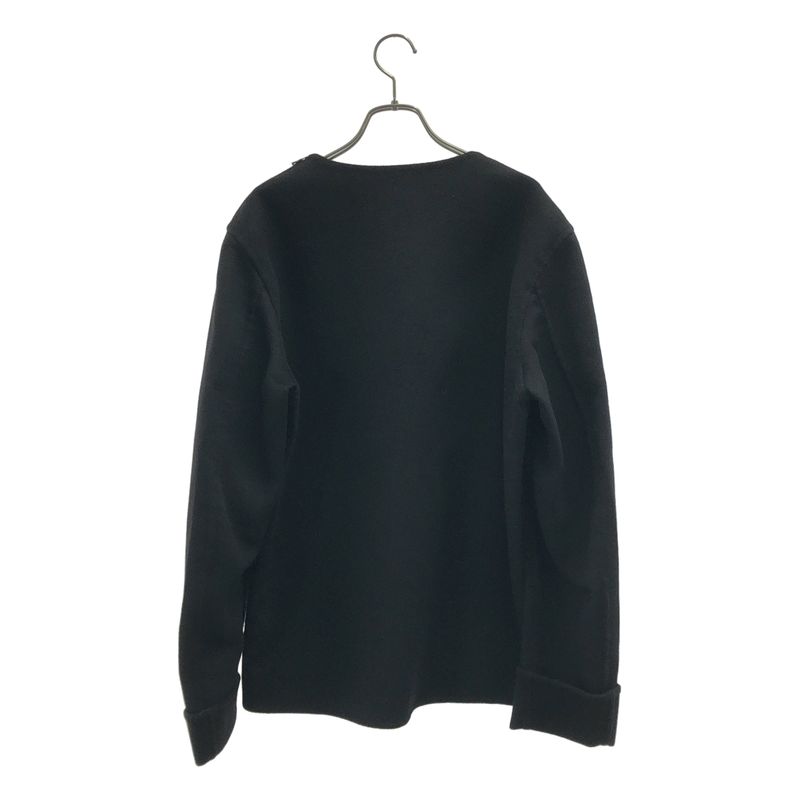 Prada Wool Logo Shoulder Zip Pullover 44 Black Sweater