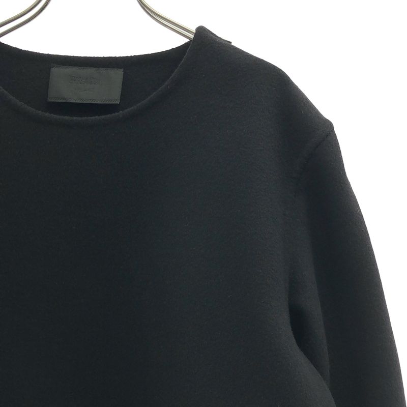 Prada Wool Logo Shoulder Zip Pullover 44 Black Sweater