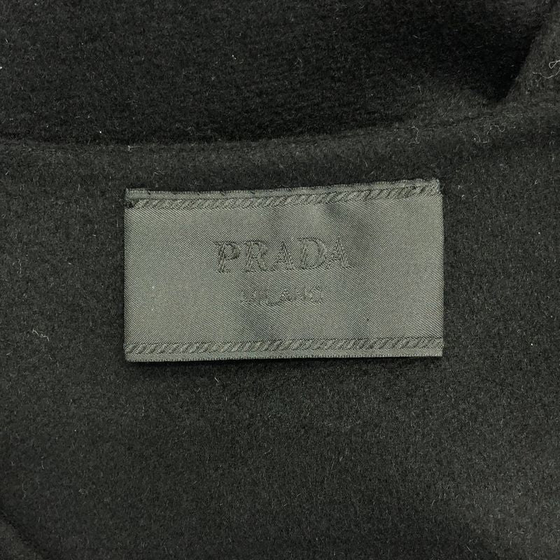 Prada Wool Logo Shoulder Zip Pullover 44 Black Sweater