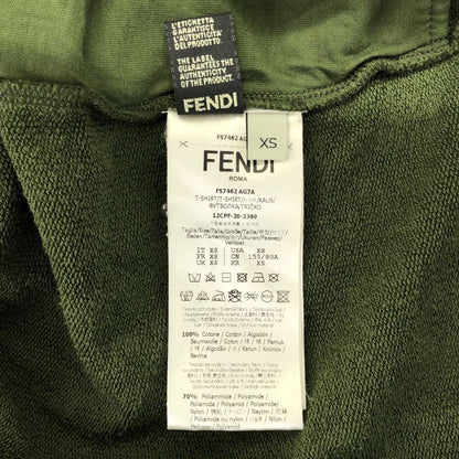 Fendi Cotton Embossed Logo Footed Dress XS Khaki