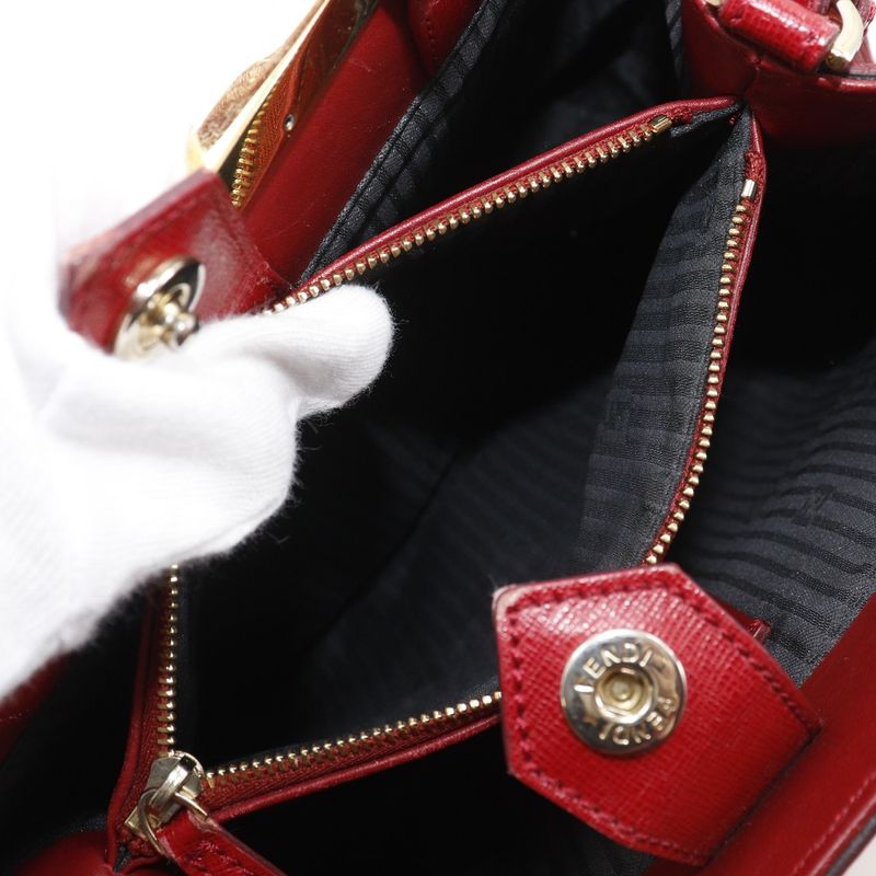 Fendi Petit Tou Jour 2-Way Shoulder Leather Red Handbag