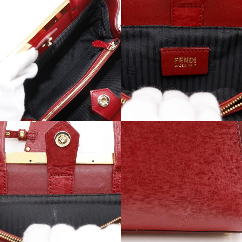 Fendi Petit Tou Jour 2-Way Shoulder Leather Red Handbag