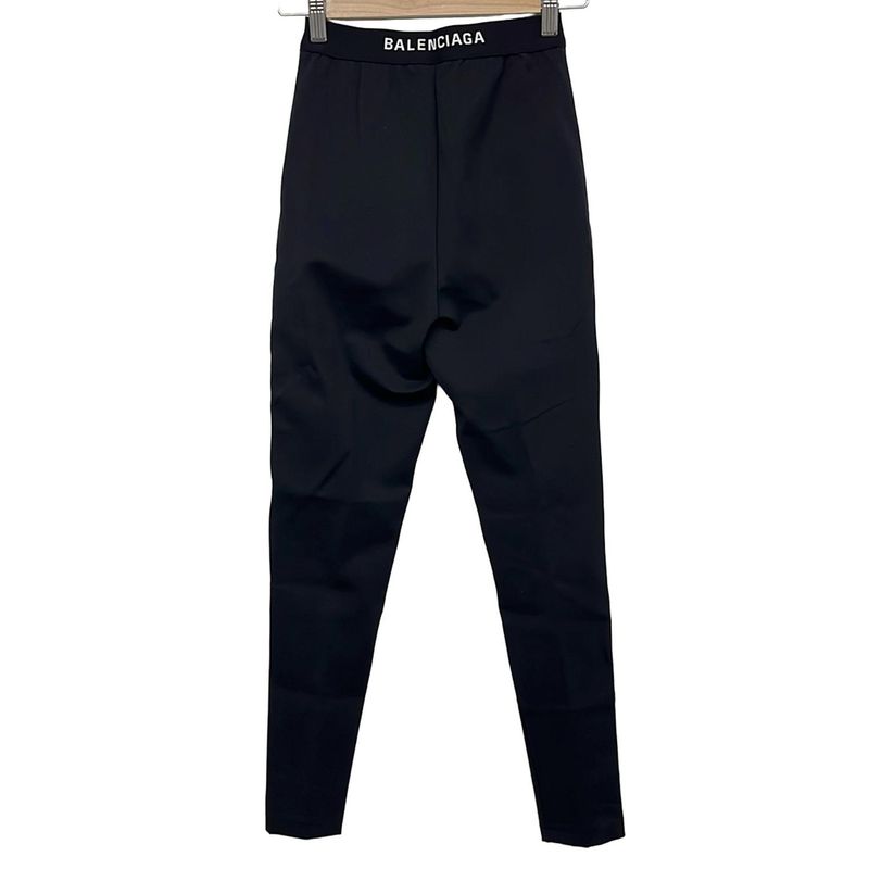 Balenciaga Pants 36 S Waist Logo Leggings Black
