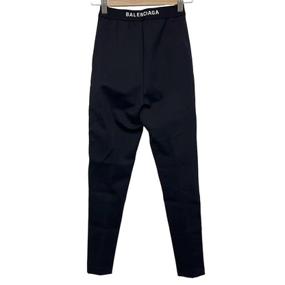 Balenciaga Pants 36 S Waist Logo Leggings Black