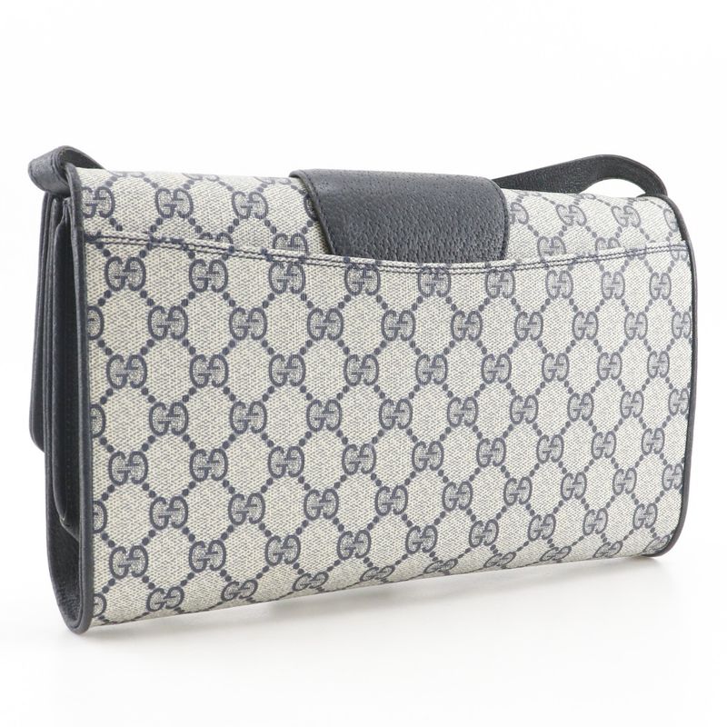 Gucci Vintage 2-Way Clutch 904.02.050 GG Plus Gray Navy Shoulder Bag Gray