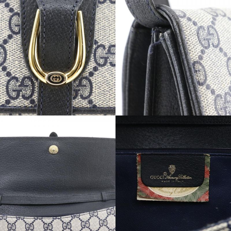 Gucci Vintage 2-Way Clutch 904.02.050 GG Plus Gray Navy Shoulder Bag Gray