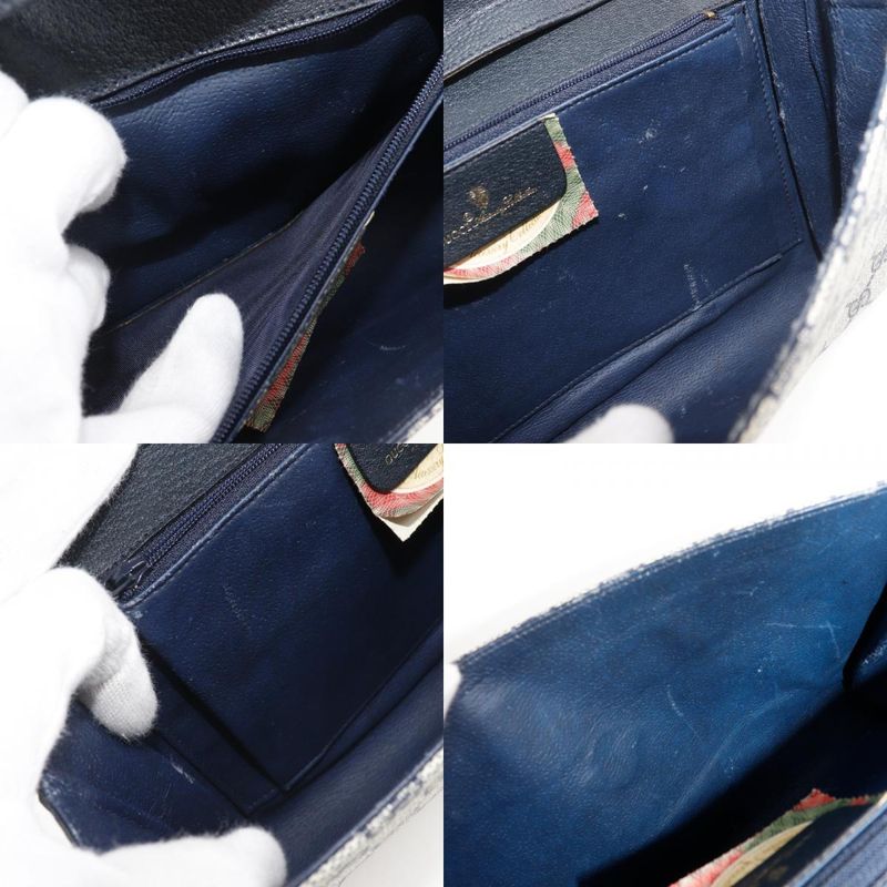 Gucci Vintage 2-Way Clutch 904.02.050 GG Plus Gray Navy Shoulder Bag Gray