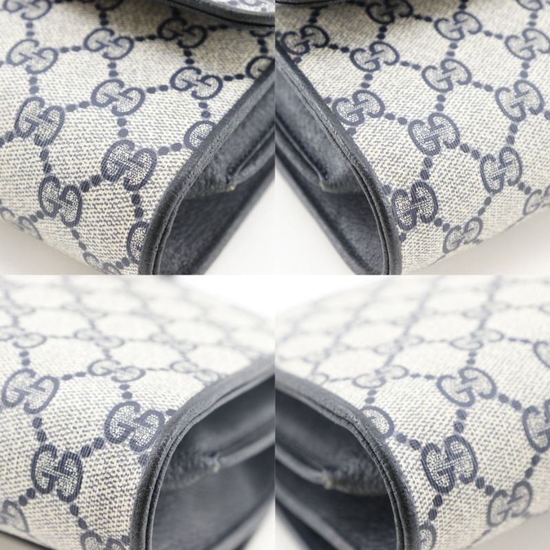 Gucci Vintage 2-Way Clutch 904.02.050 GG Plus Gray Navy Shoulder Bag Gray