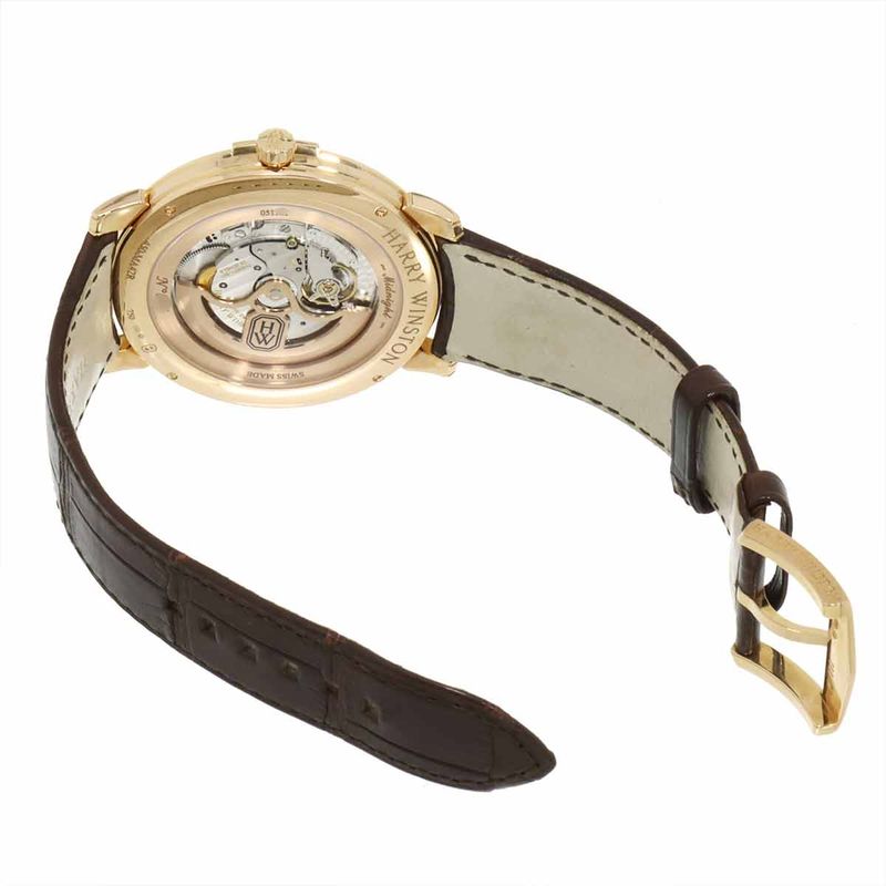 Harry Winston Midnight 450 Watch Date Silver 18K Pink Gold