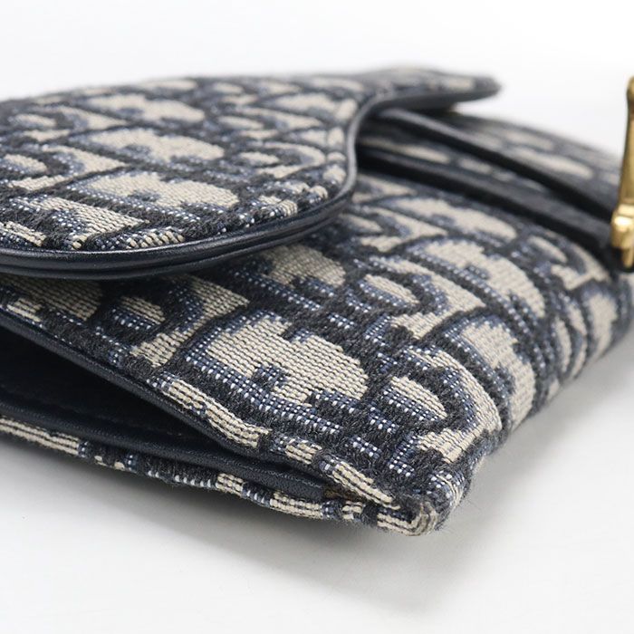 Dior Chain Pouch Small Saddle Wallet Canvas