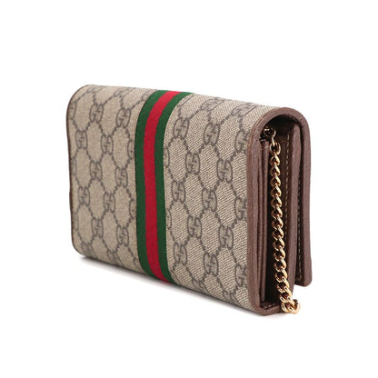 Gucci Ophidia GG Chain Wallet Bifold Supreme Beige Brown