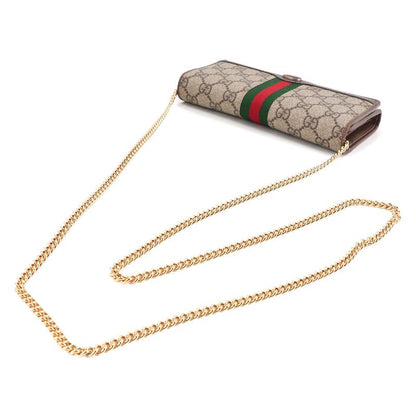 Gucci Ophidia GG Chain Wallet Bifold Supreme Beige Brown
