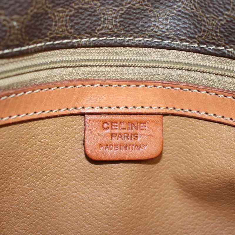 Celine Vintage Shoulder Bag Tote Leather Logo Macadam Triomphe