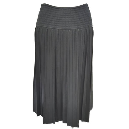 Chanel CC Logo Pleated Knit Skirt 38 Black