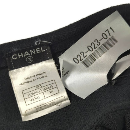 Chanel CC Logo Pleated Knit Skirt 38 Black