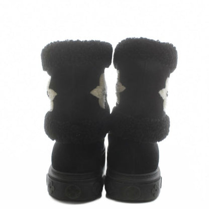 Louis Vuitton Snowdrop Flat Ankle Boot LV Logo Short Boots 36.5 Black