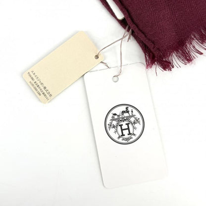 Hermes Scarf Rectangular Prime Shawl Cashmere Silk Gray Red Black