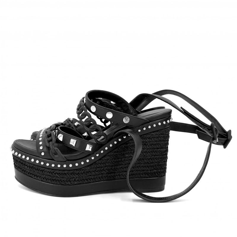 Hermes Sandals Shoes Studs 36 Wedge Sole