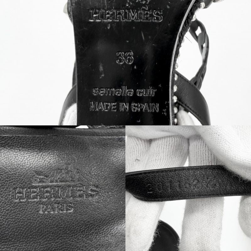 Hermes Sandals Shoes Studs 36 Wedge Sole