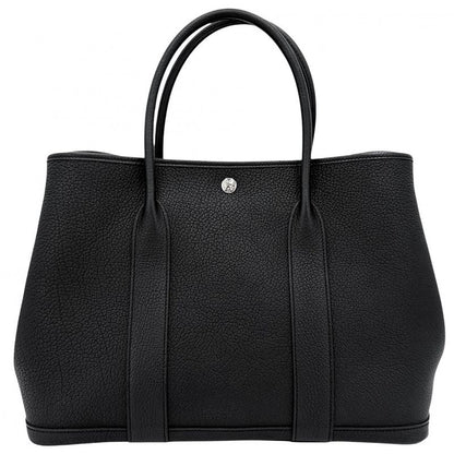 Hermes Handbag Garden Party PM Tote Leather Black Silver Ha