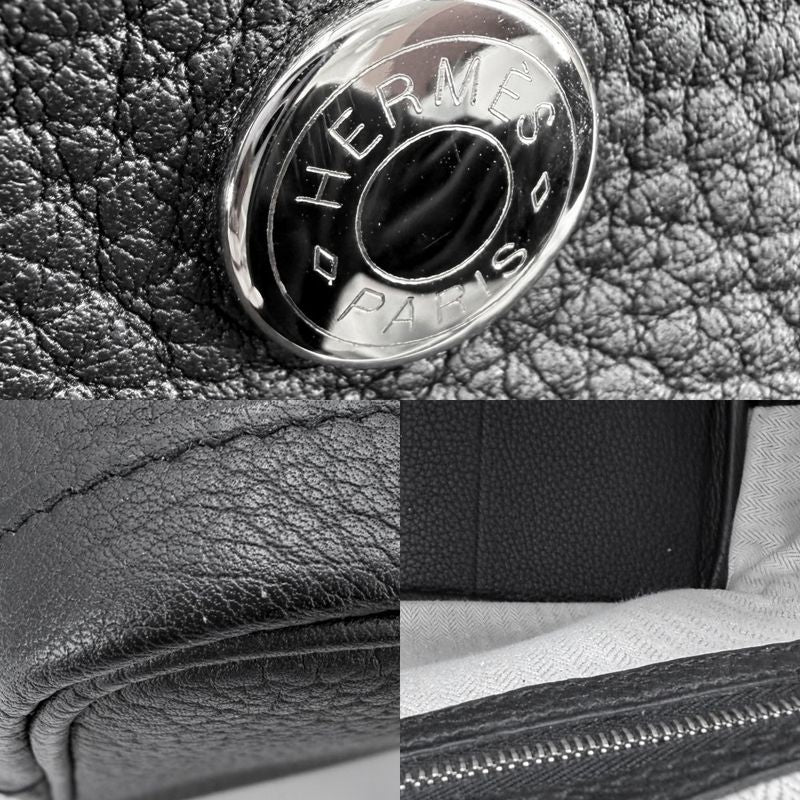 Hermes Handbag Garden Party PM Tote Leather Black Silver Ha