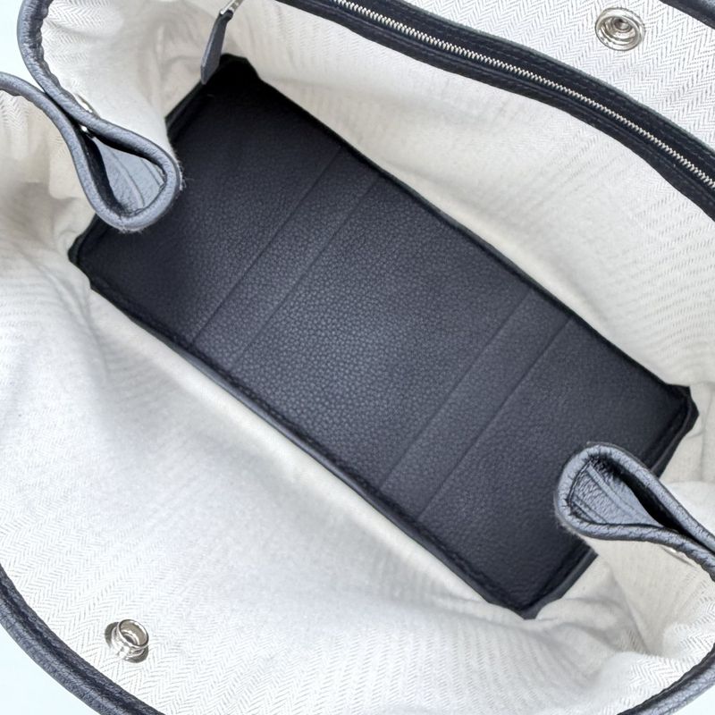 Hermes Handbag Garden Party PM Tote Leather Black Silver Ha