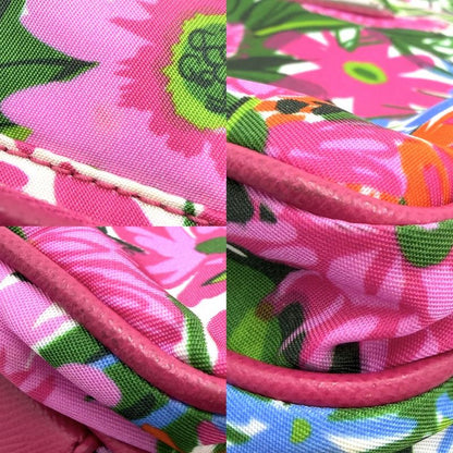 Prada Shoulder Bag Pochette Triangle Logo Floral Pattern Flower