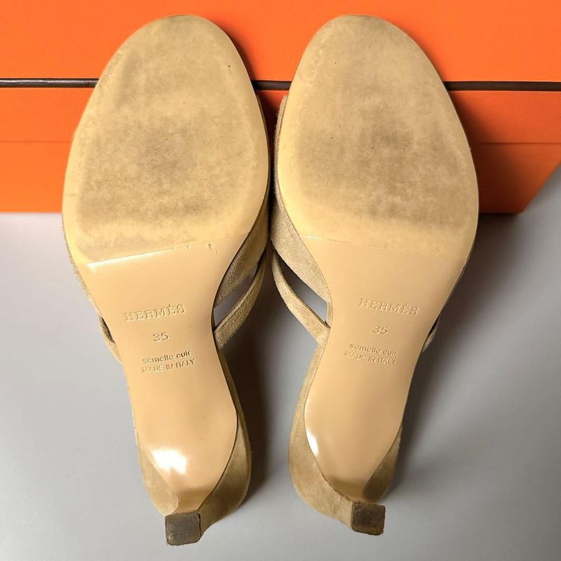 Hermes Sandals 35 Beige Suede