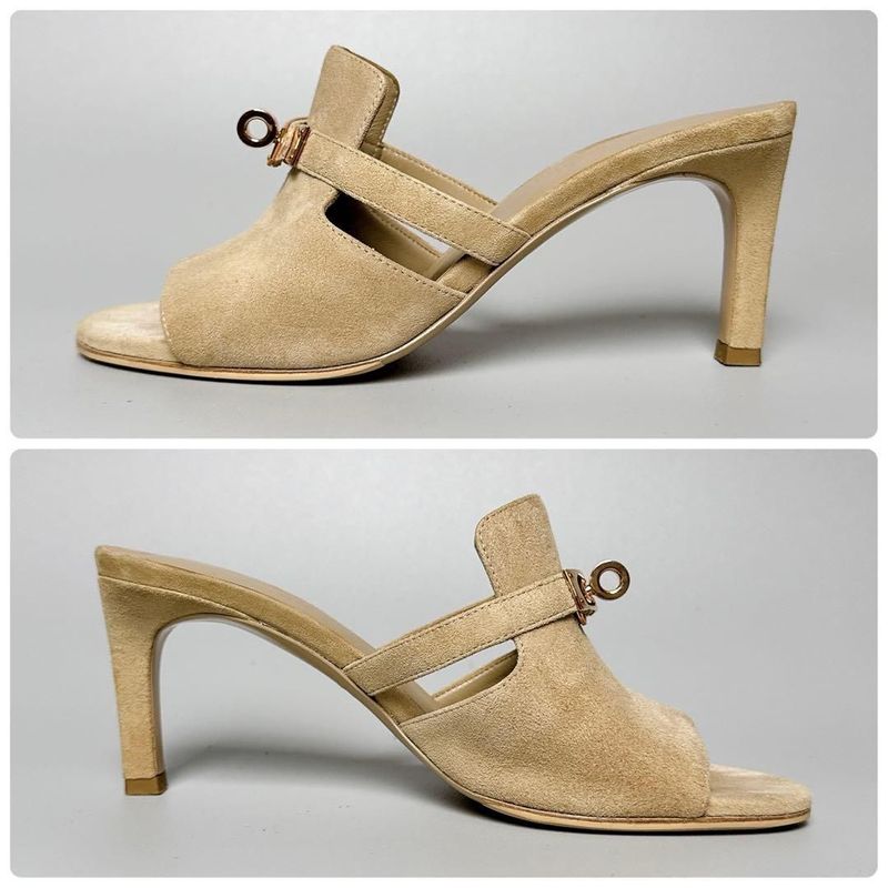 Hermes Sandals 35 Beige Suede