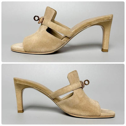 Hermes Sandals 35 Beige Suede