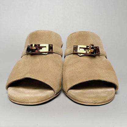 Hermes Sandals 35 Beige Suede