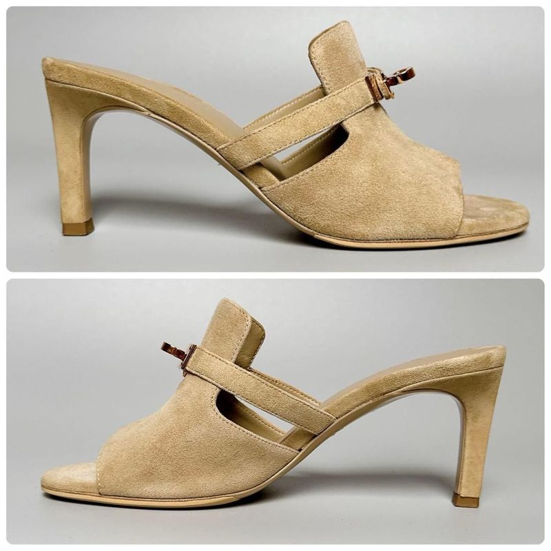Hermes Sandals 35 Beige Suede