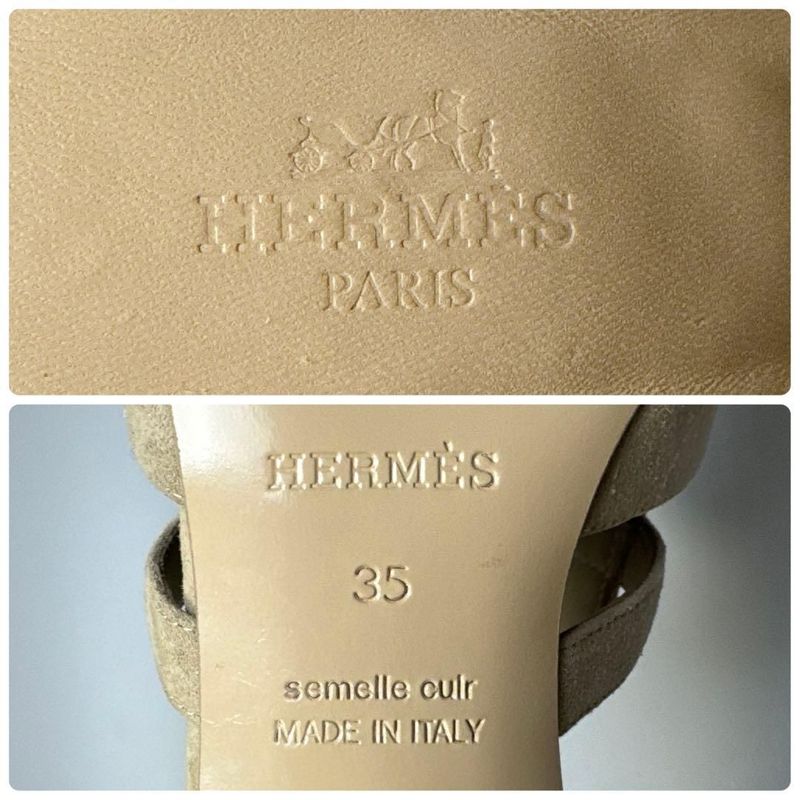 Hermes Sandals 35 Beige Suede
