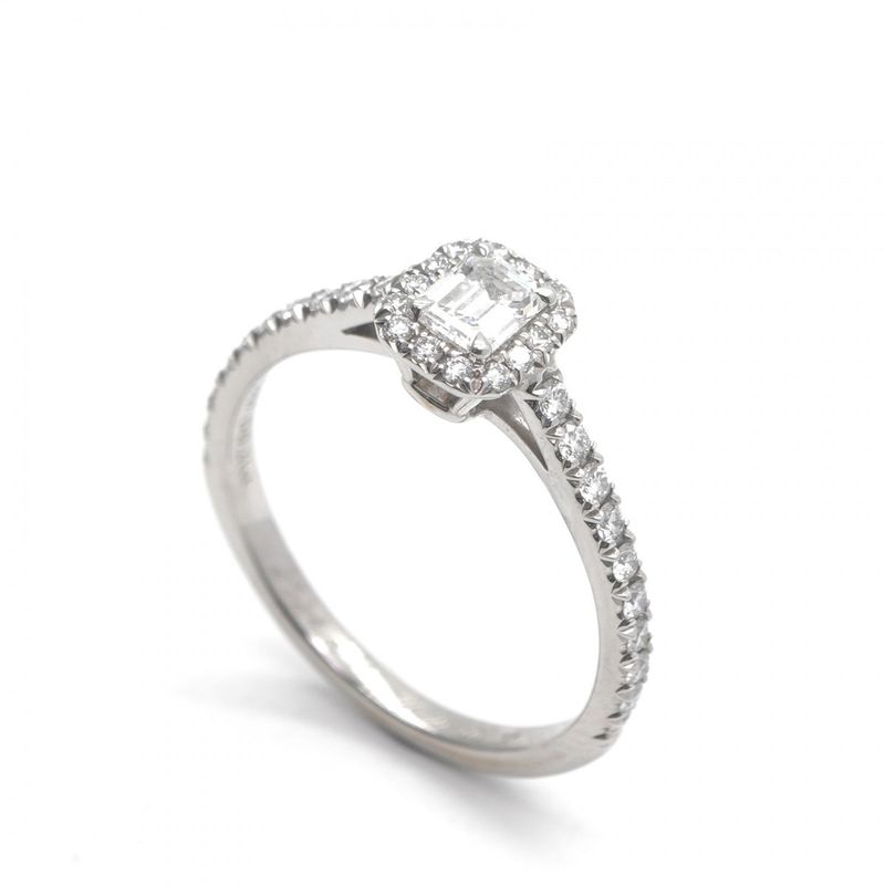 Tiffany & Co Emerald Cut Engagement Ring Diamond Platinum Band