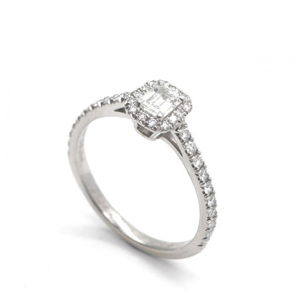 Tiffany & Co Emerald Cut Engagement Ring Diamond Platinum Band