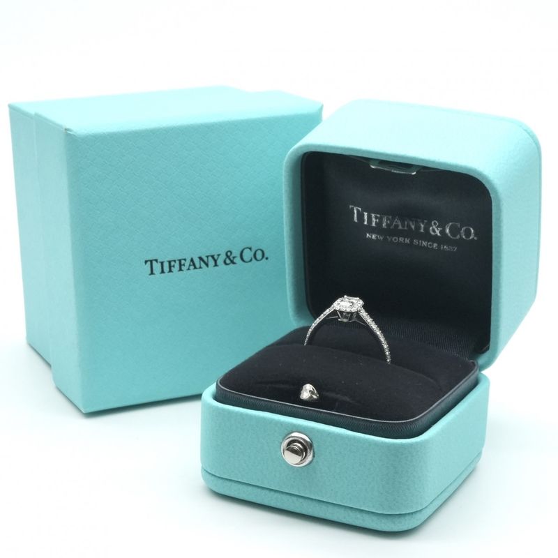 Tiffany & Co Emerald Cut Engagement Ring Diamond Platinum Band