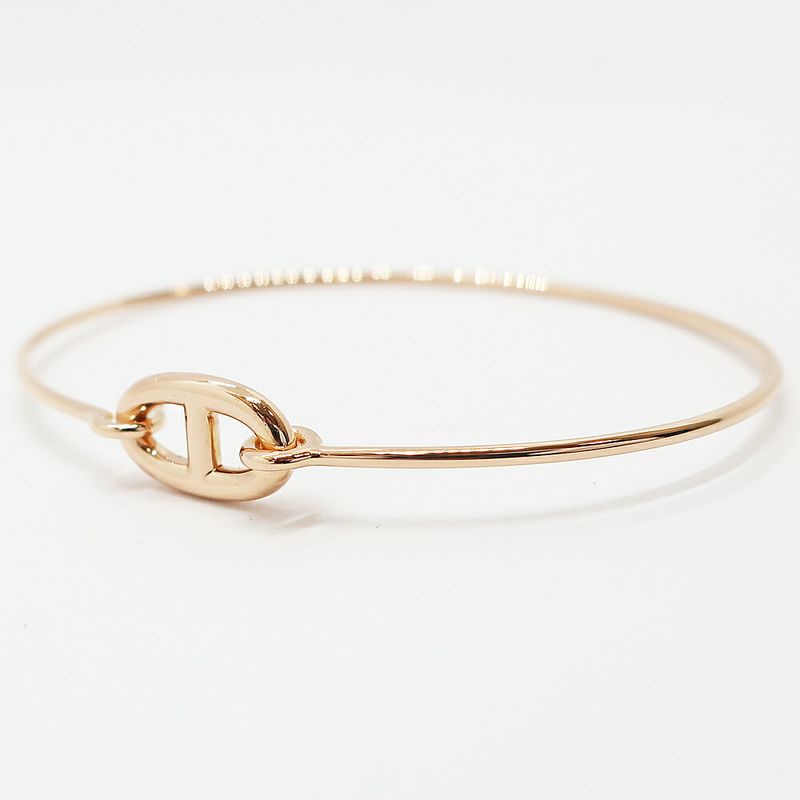 Hermes Ronde Chene Bangle Bracelet Pink Gold