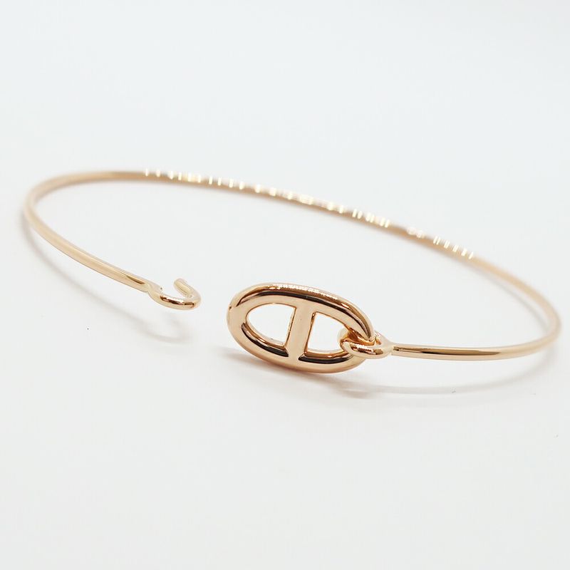 Hermes Ronde Chene Bangle Bracelet Pink Gold