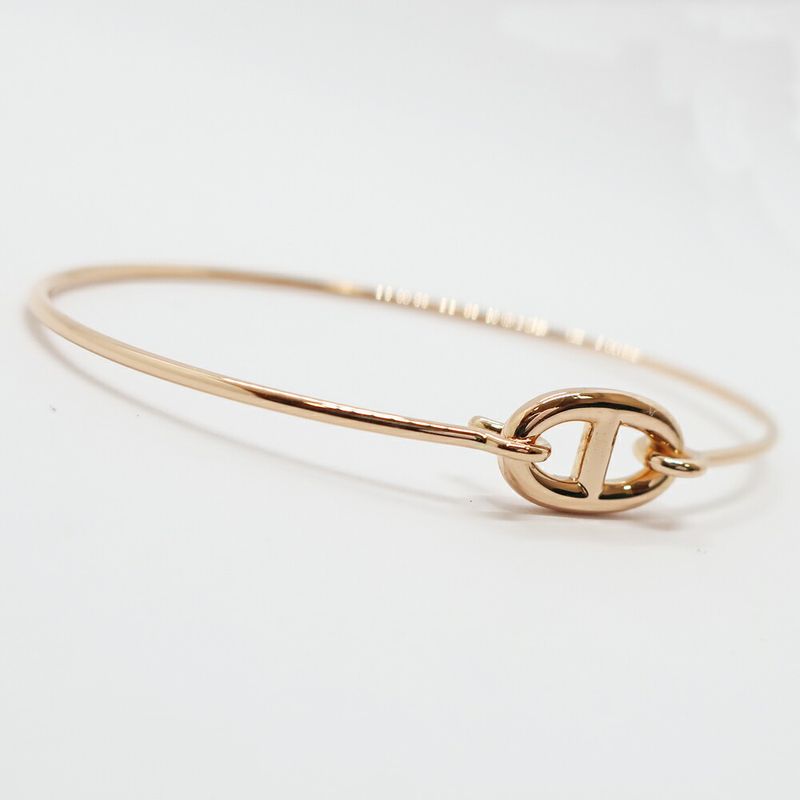 Hermes Ronde Chene Bangle Bracelet Pink Gold