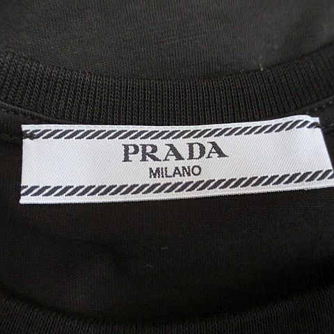 Prada Short Sleeve T-Shirt M Black Rib Fabric