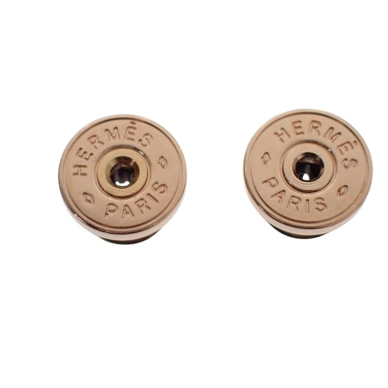 Hermes Mini Pop Earrings Metal Pink Gold Marron Glace