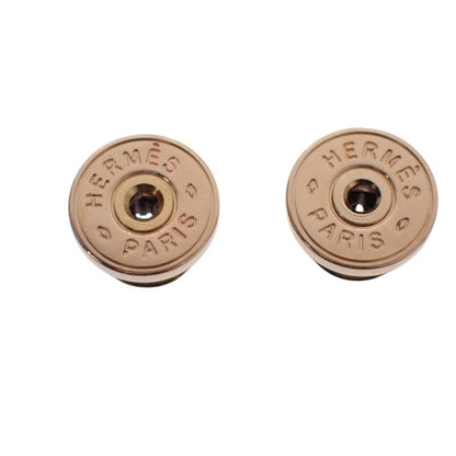 Hermes Mini Pop Earrings Metal Pink Gold Marron Glace