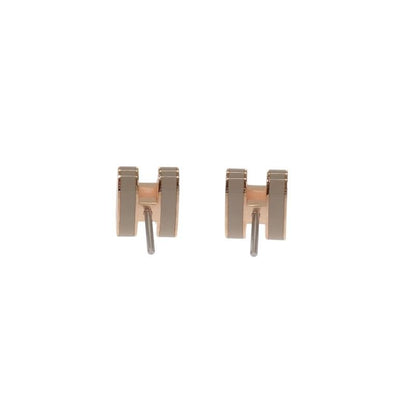 Hermes Mini Pop Earrings Metal Pink Gold Marron Glace