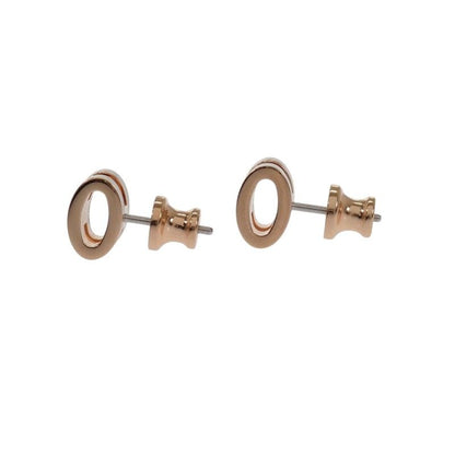 Hermes Mini Pop Earrings Metal Pink Gold Marron Glace