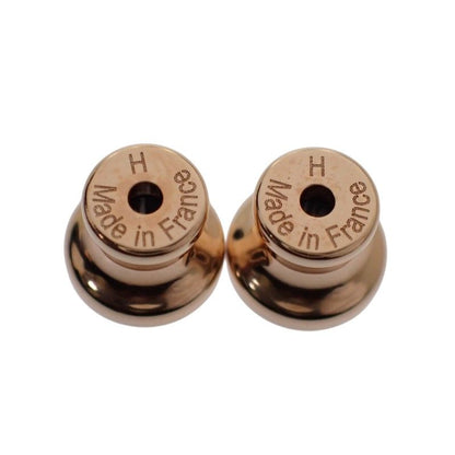 Hermes Mini Pop Earrings Metal Pink Gold Marron Glace