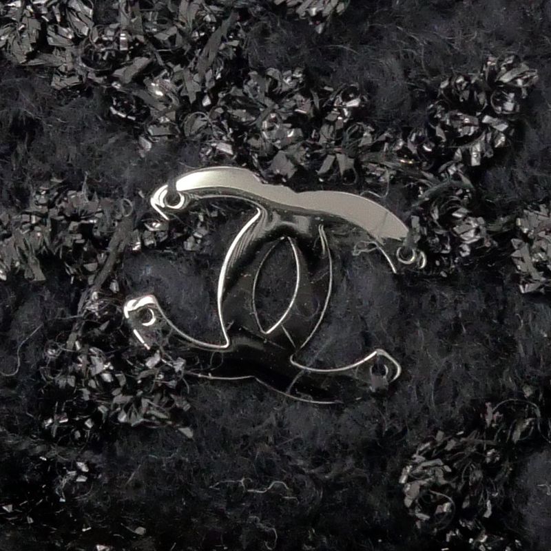 Chanel Bucket Hat M Tweed CC Logo Black