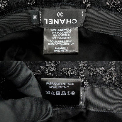 Chanel Bucket Hat M Tweed CC Logo Black
