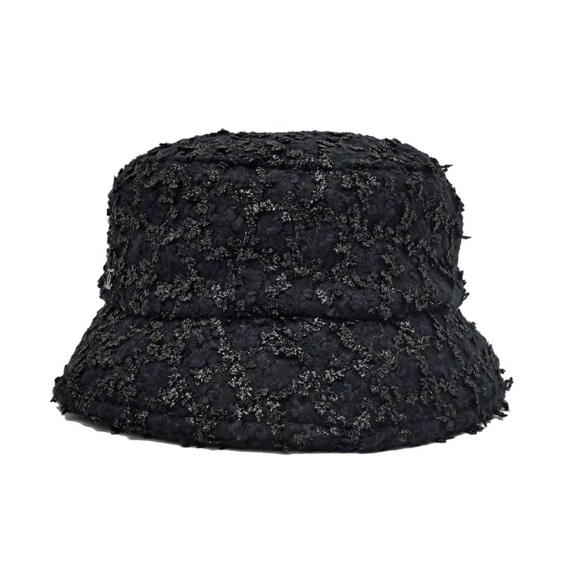 Chanel Bucket Hat M Tweed CC Logo Black
