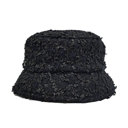 Chanel Bucket Hat M Tweed CC Logo Black